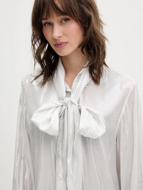 HUGO koszula damska kolor srebrny regular ze stójką 50548422 - zdjęcie produktu nr 2