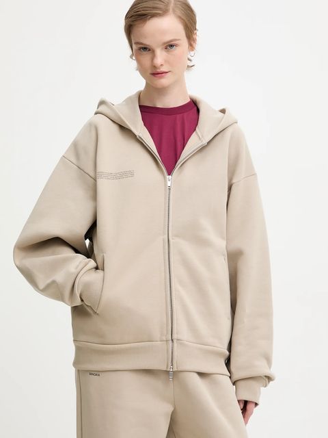 Pangaia bluza bawełniana kolor beżowy z kapturem gładka 10002675 - zdjęcie produktu nr 2