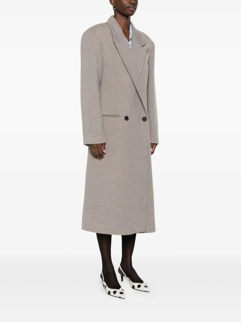 Eleh notched-lapel double-breasted coat - Grey