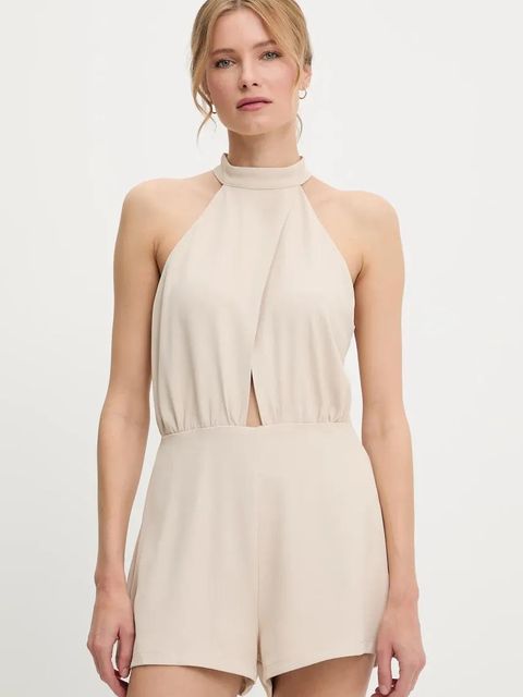 Answear.LAB kombinezon kolor beżowy z dekoltem okrągłym - zdjęcie produktu nr 2