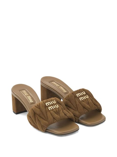 Miu Miu quilted logo sandals - Brown - zdjęcie produktu nr 2