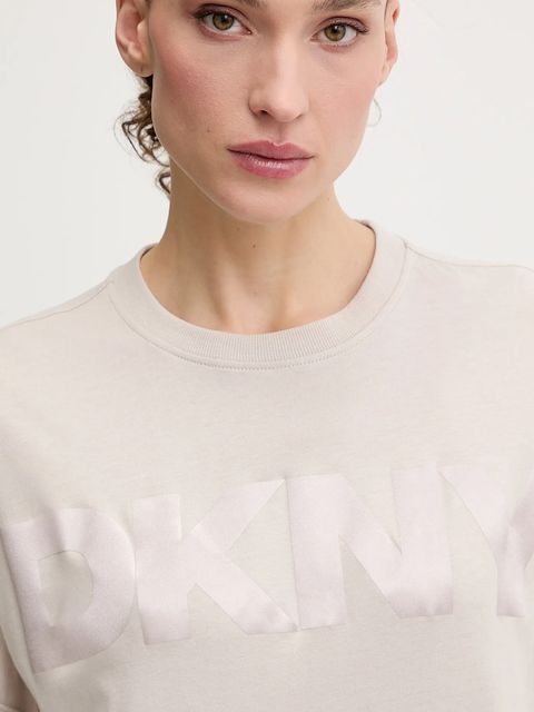 Dkny t-shirt bawełniany damski kolor beżowy DP6T1534