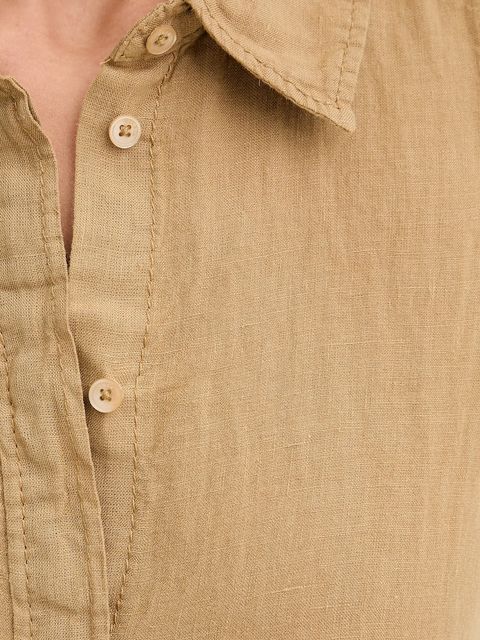 MAX&Co. koszula lniana damska kolor zielony regular z kołnierzykiem klasycznym 2516161025200