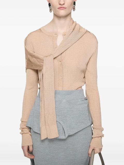 Acne Studios ribbed-knit cardigan - Neutrals - zdjęcie produktu nr 2