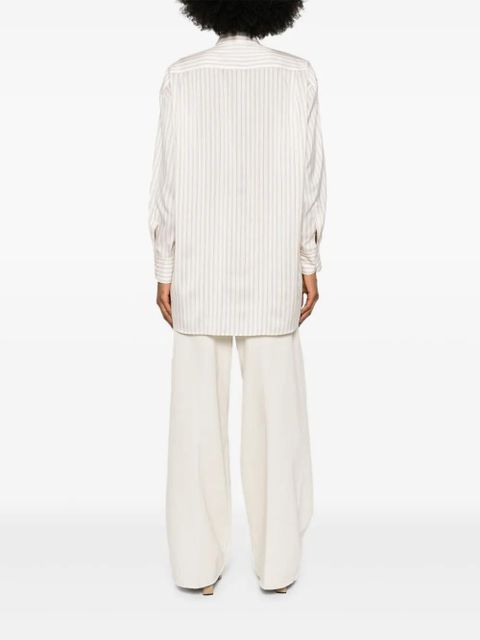 ETRO Pegaso-embroidered striped shirt - White