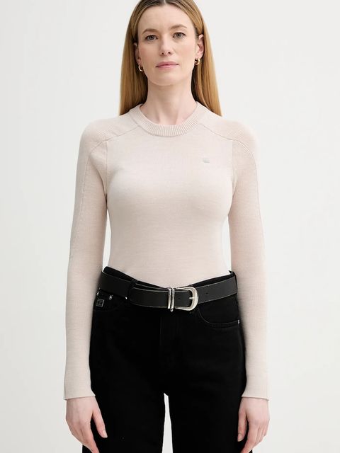 G-Star sweter wełniany 0 damski kolor beżowy lekki D27712.B692 - zdjęcie produktu nr 1