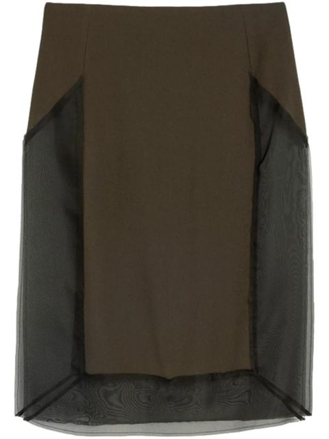 AMI Paris tulle-panel straight skirt - Green - zdjęcie produktu nr 1