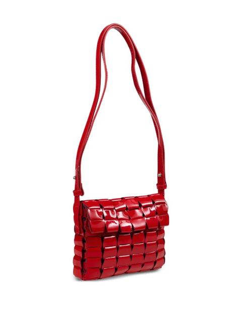 DRAGON DIFFUSION woven patent cross body bag - Red