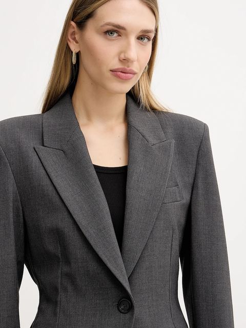 Pinko marynarka kolor szary jednorzędowa gładka 106097 A2ZT