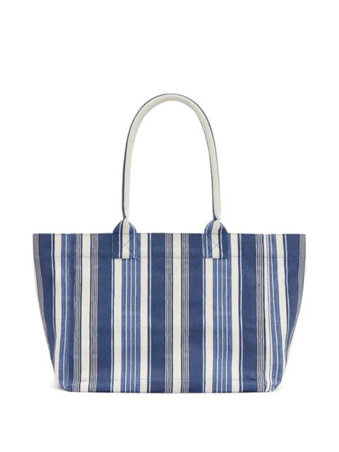 ISABEL MARANT Yenky striped-pattern logo-patch tote bag - Blue