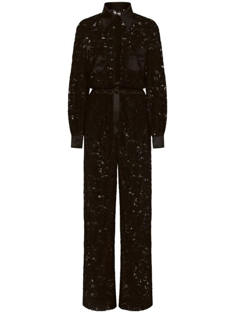 Dolce & Gabbana cordonetto-lace long-sleeve jumpsuit - Black - zdjęcie produktu nr 1