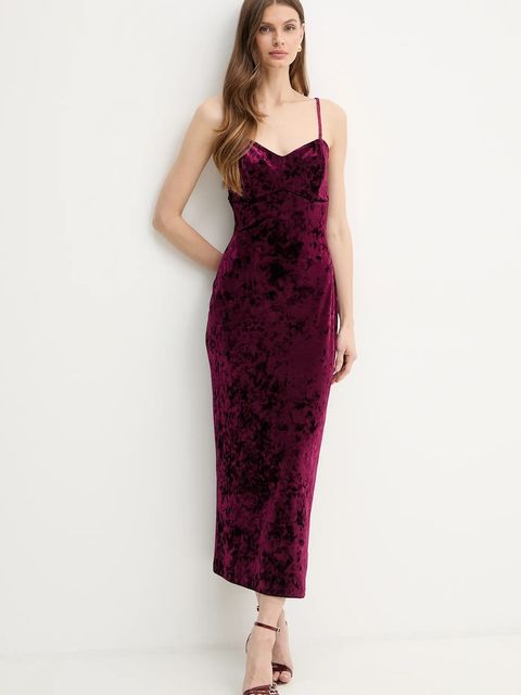 Guess sukienka welurowa kolor bordowy maxi prosta W6PK1L KJ170 - zdjęcie produktu nr 2