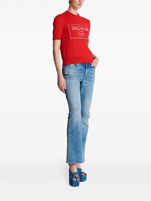 Balmain logo-intarsia T-shirt - Red
