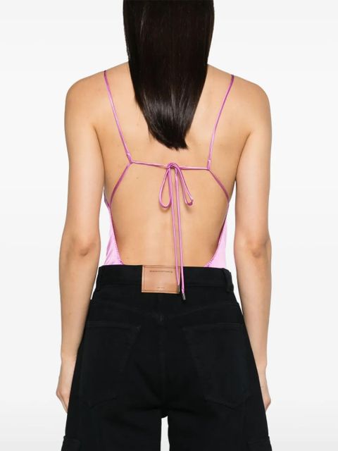 Max Mara square-neck silk bodysuit - Pink