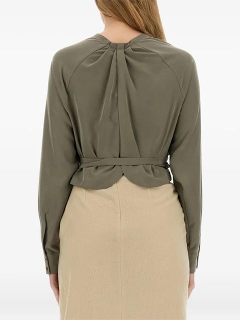 Alysi ruffle-detail wrap top - Green - zdjęcie produktu nr 2