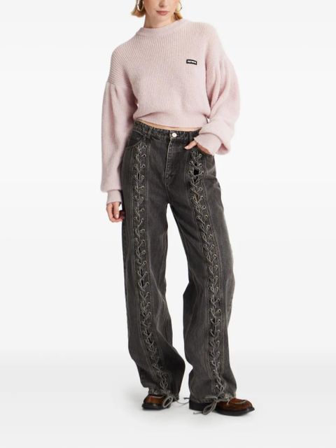 ROTATE BIRGER CHRISTENSEN laced-leg cotton pants - Grey