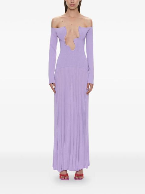 Christopher Esber Salacia pleated off-shoulder maxi dress - Purple - zdjęcie produktu nr 1