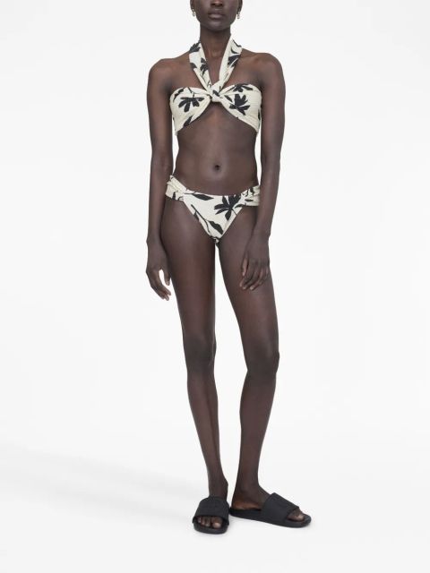 ANINE BING Naya floral-print bikini bottoms - Neutrals