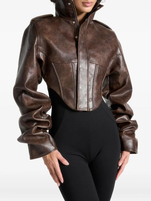 Manière De Voir Solange corset-detail tacked-sleeve jacket - Brown
