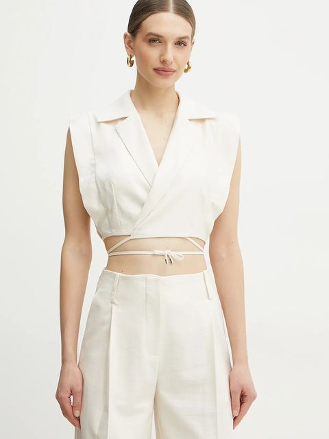 Simona Corsellini kamizelka kolor beżowy jednorzędowa P25CPTO005 - zdjęcie produktu nr 1