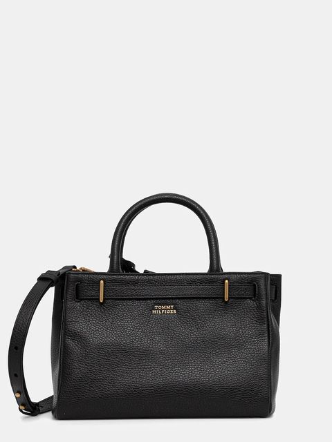 Tommy Hilfiger torebka skórzana kolor czarny AW0AW17926 - zdjęcie produktu nr 1