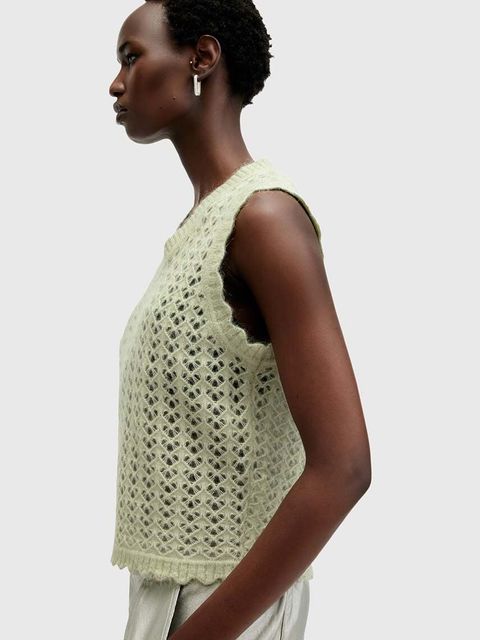 AllSaints kamizelka wełniana VIVIAN TANK kolor zielony lekki W057KB