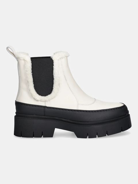 HUGO botki Kris damskie kolor beżowy na platformie ocieplone 50548203