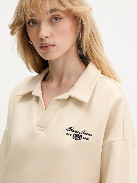 Guess Jeans bluza damska kolor beżowy melanżowa W5BQ09 KC811