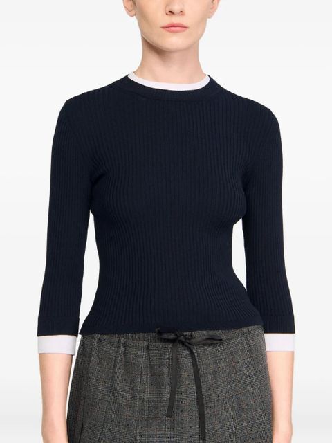 SANDRO ribbed round-neck T-shirt - Black