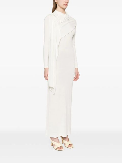Aya Muse scarf-detail longsleeved maxi dress - White