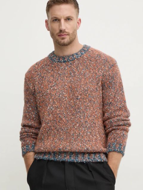 United Colors of Benetton sweter z domieszką wełny kolor pomarańczowy 116NU108M