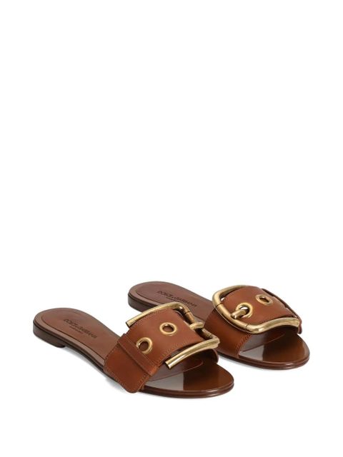 Dolce & Gabbana buckle-detail flat sandals - Brown - zdjęcie produktu nr 2
