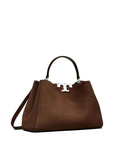 Tory Burch double-T logo suede satchel - Brown