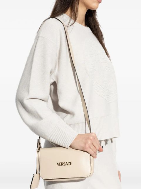 Versace mini Tag logo charm crossbody bag - Neutrals