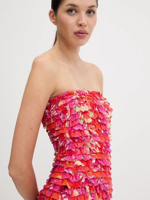 Farm Rio sukienka kolor czerwony midi rozkloszowana 336592