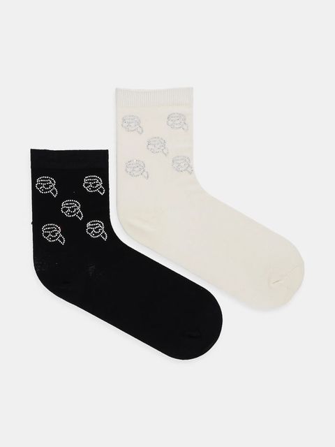 Karl Lagerfeld skarpetki 2-pack IKON RHINESTONE damskie kolor czarny A1W47103 - zdjęcie produktu nr 1