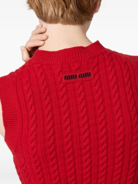 Miu Miu Cable-knit cashmere vest - Red