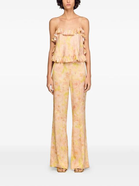 SANDRO floral-print flowy trousers - Orange