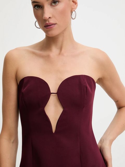 Bardot sukienka kolor bordowy midi dopasowana 57941DB3