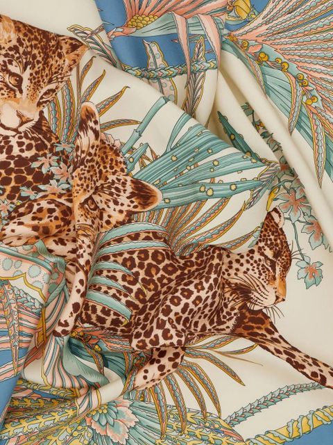 Ferragamo Leopard print silk scarf - Blue