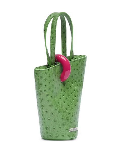 Jacquemus The Bambola ostrich-effect leather small bag - Green - zdjęcie produktu nr 2
