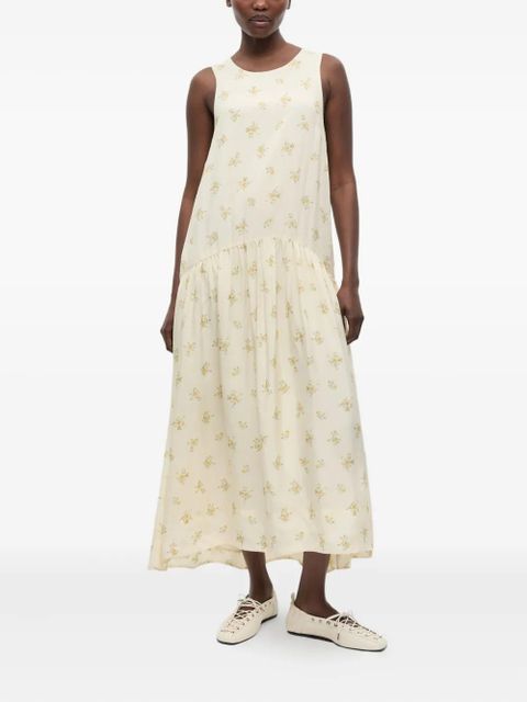 GANNI floral-print dress - Neutrals