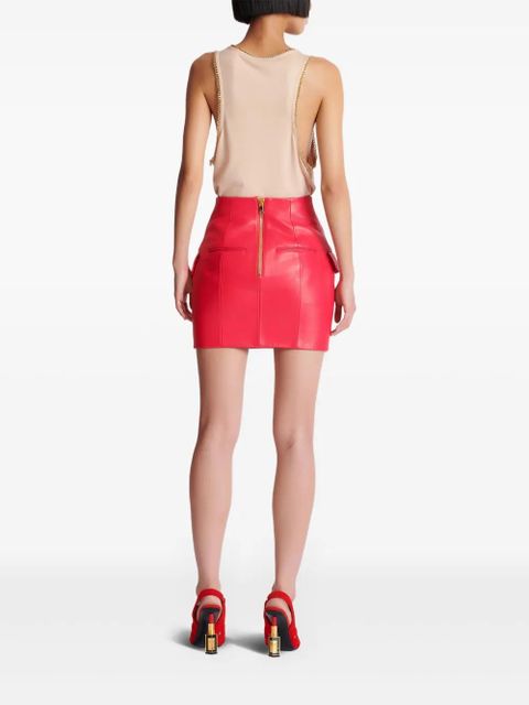Balmain lambskin mini skirt - Red