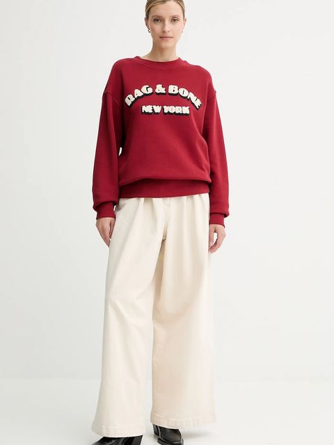 Rag & Bone bluza damska kolor czerwony z aplikacją RE0E25FT3VW