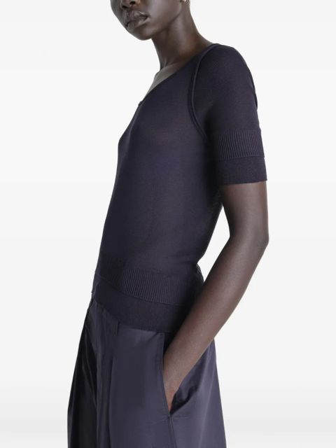 LEMAIRE trompe l'oeil short-sleeve top - Blue