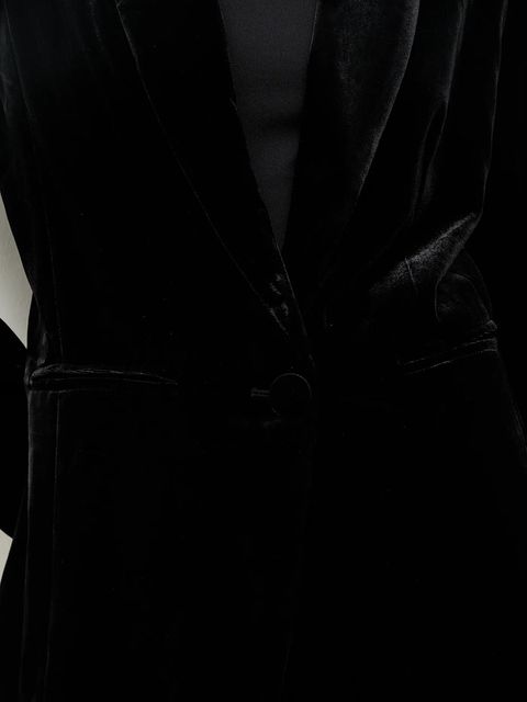 Answear.LAB marynarka welurowa kolor czarny jednorzędowa gładka - zdjęcie produktu nr 2