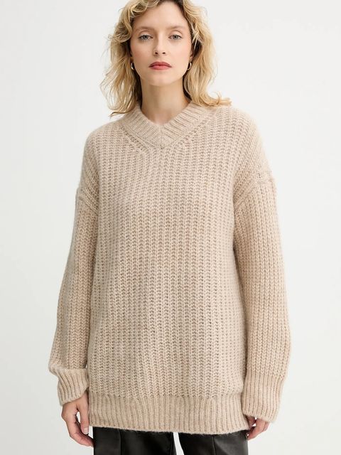 Filippa K sweter z dodatkiem wełny damski kolor brązowy ciepły 31971 - zdjęcie produktu nr 1