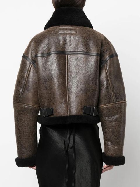 Acne Studios shearling-trim leather jacket - Brown