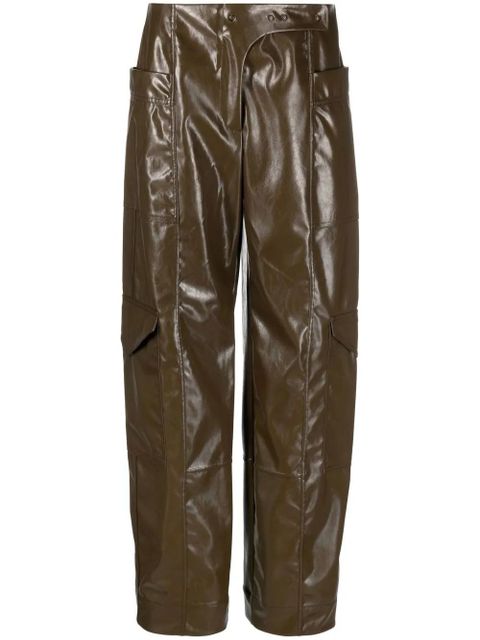 GANNI glossy faux-leather trousers - Brown - zdjęcie produktu nr 1