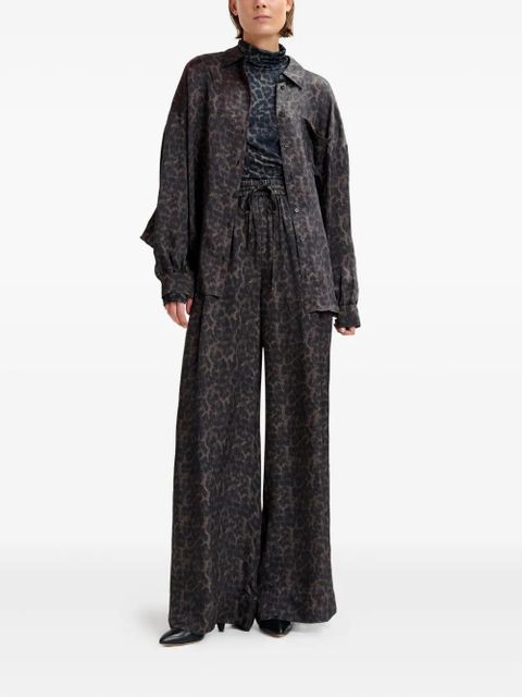 Essentiel Antwerp Irving leopard-print drawstring trousers - Black